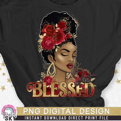 Just Blessed Red Gold PNG Print File for Sublimation or Print