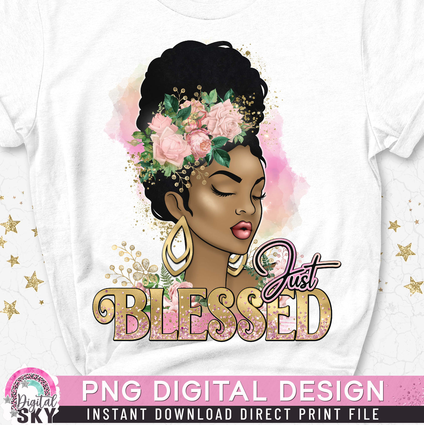 Just Blessed Rose Gold PNG Print File for Sublimation or Print