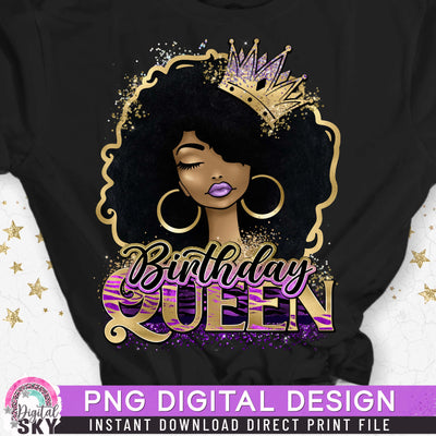 Birthday Afro Queen PNG Print File for Sublimation or Print