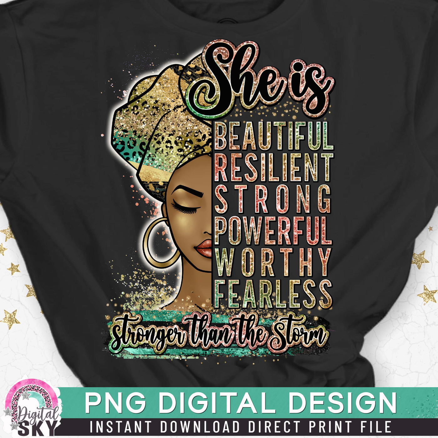 She is Beautiful PNG Strong Woman Sublimation Print File