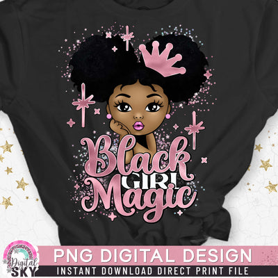 Black Girl Magic Princess Afro Puff PNG File for Sublimation or Print