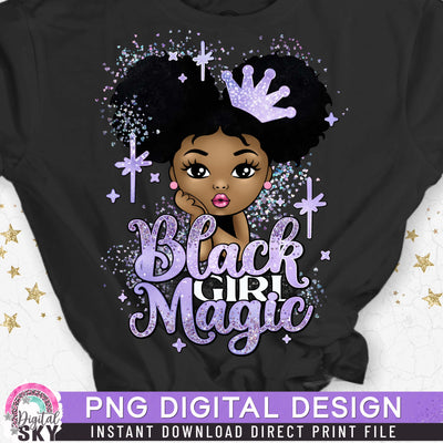 Black Girl Magic Princess Afro Puff PNG File for Sublimation or Print