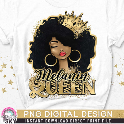 Melanin Queen PNG Afro Print File for Sublimation or Print