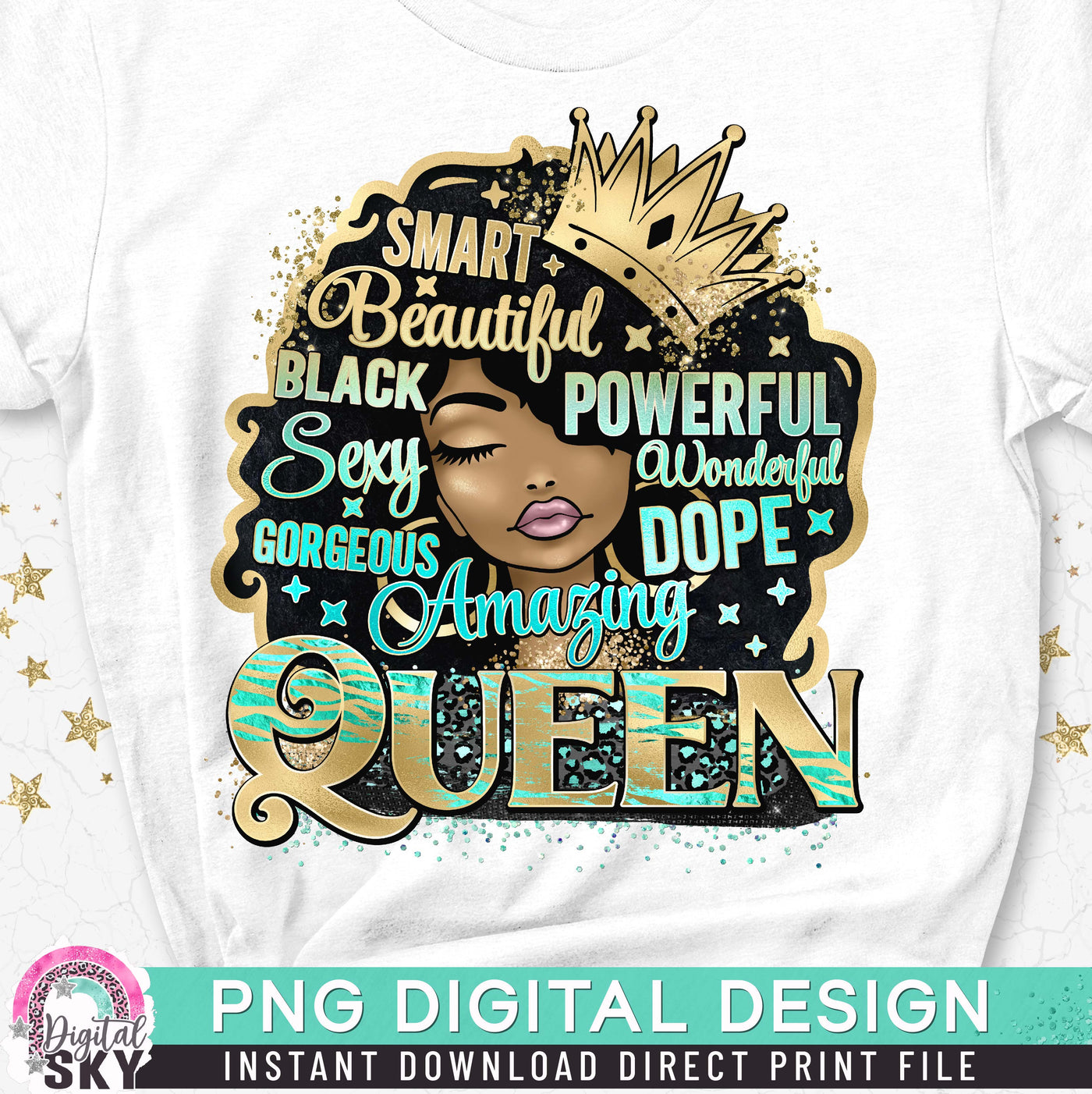 Queen Beautiful Amazing PNG Afro Hair Sublimation Print File