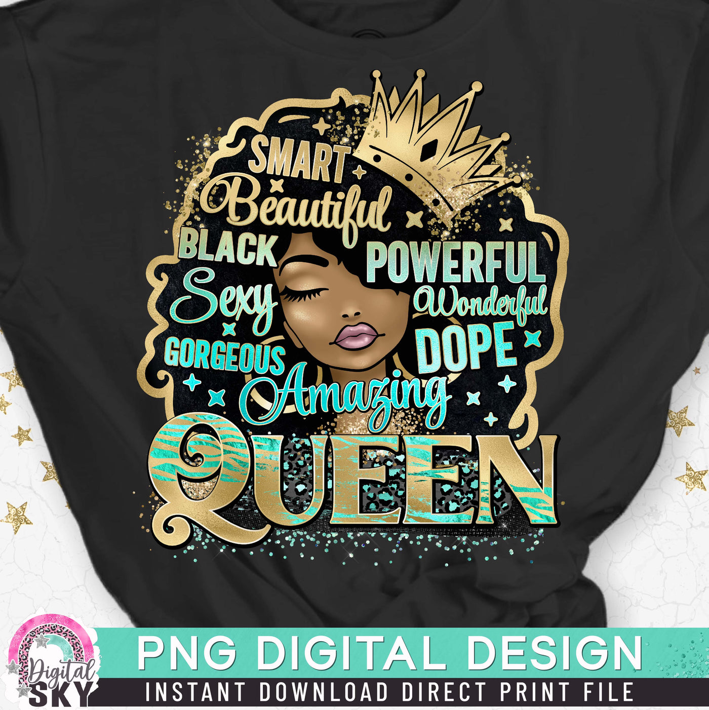 Queen Beautiful Amazing PNG Afro Hair Sublimation Print File