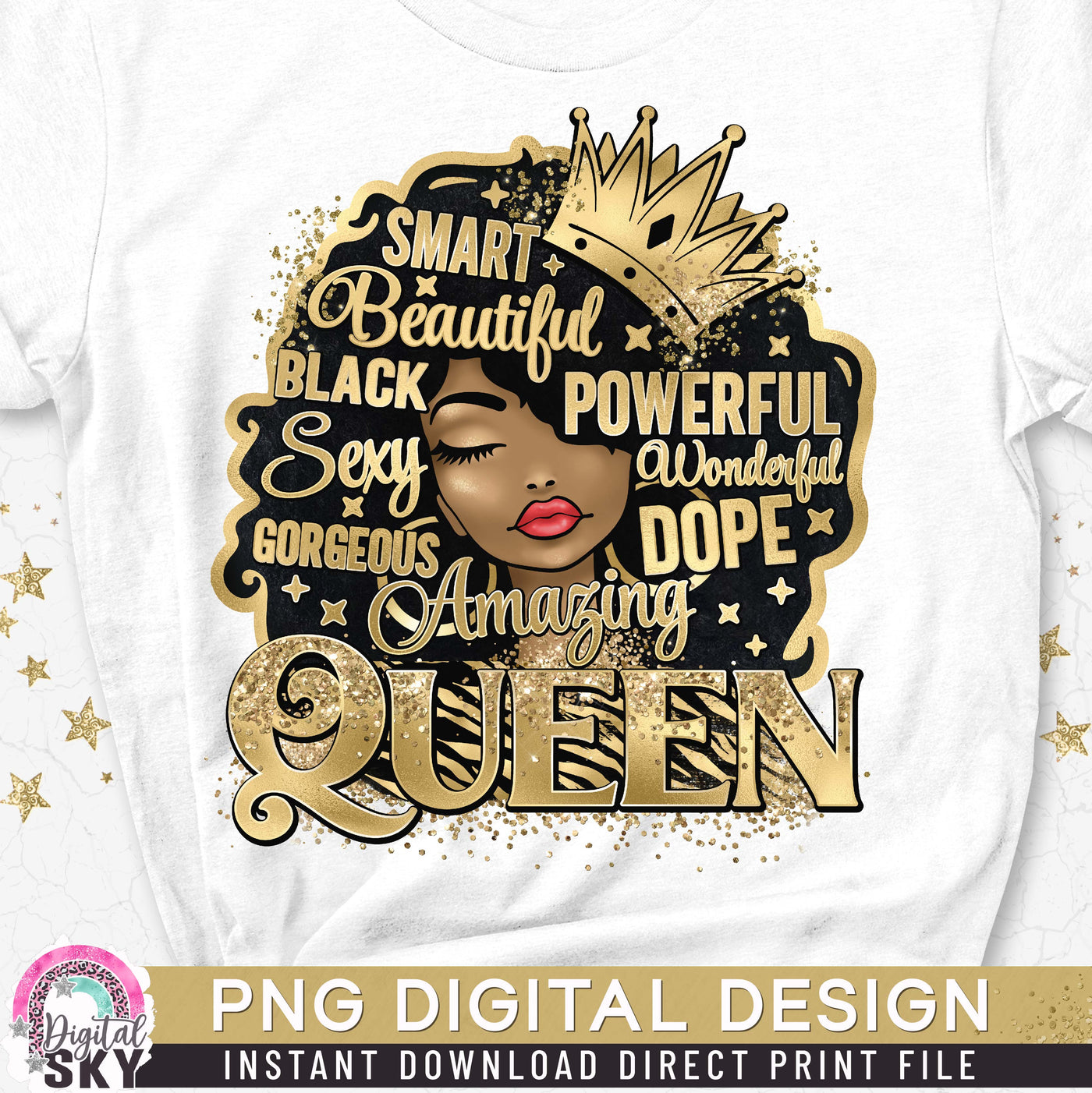 Queen Beautiful Amazing PNG Afro Hair Sublimation Print File