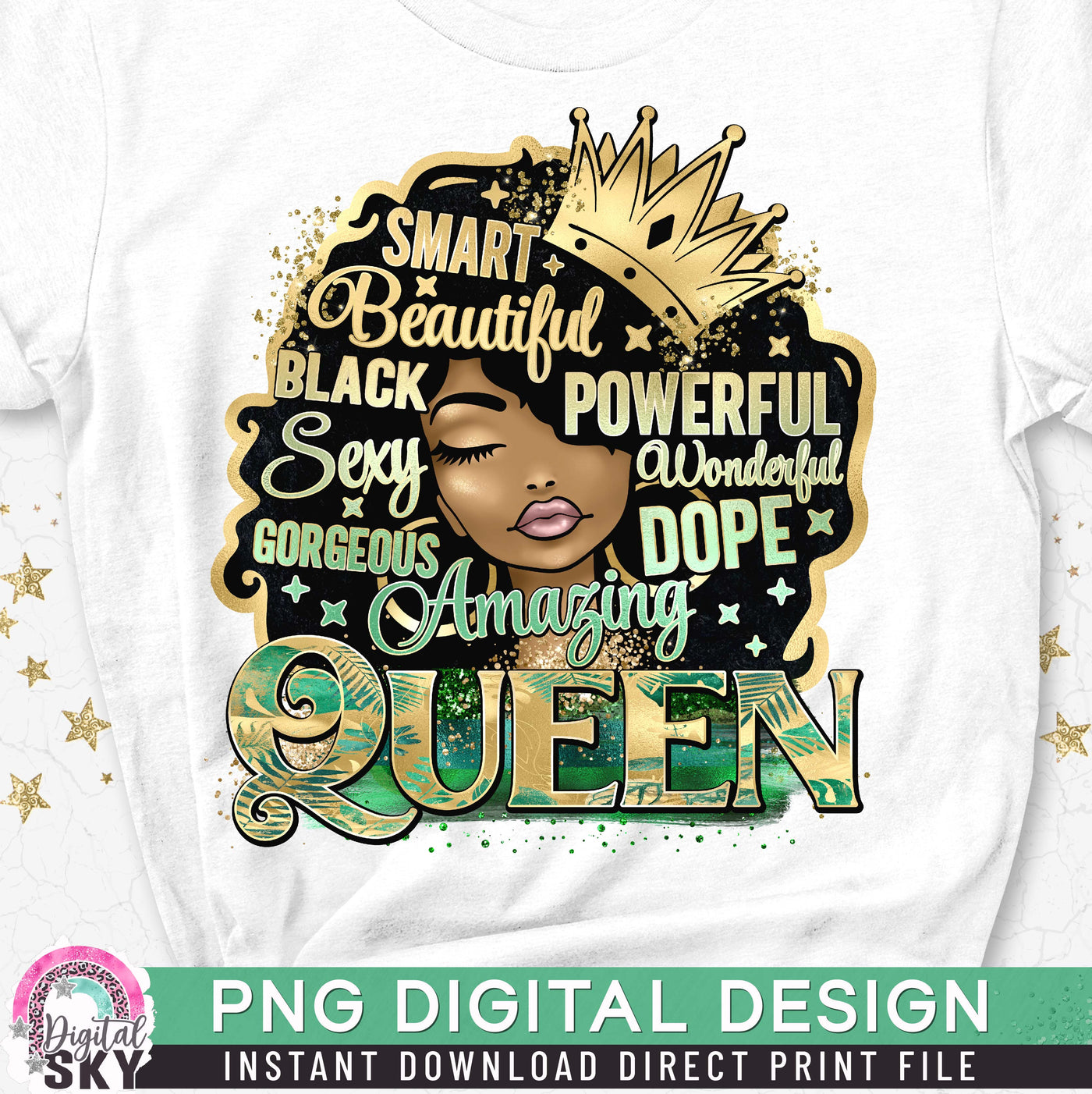 Queen Beautiful Amazing PNG Afro Hair Sublimation Print File