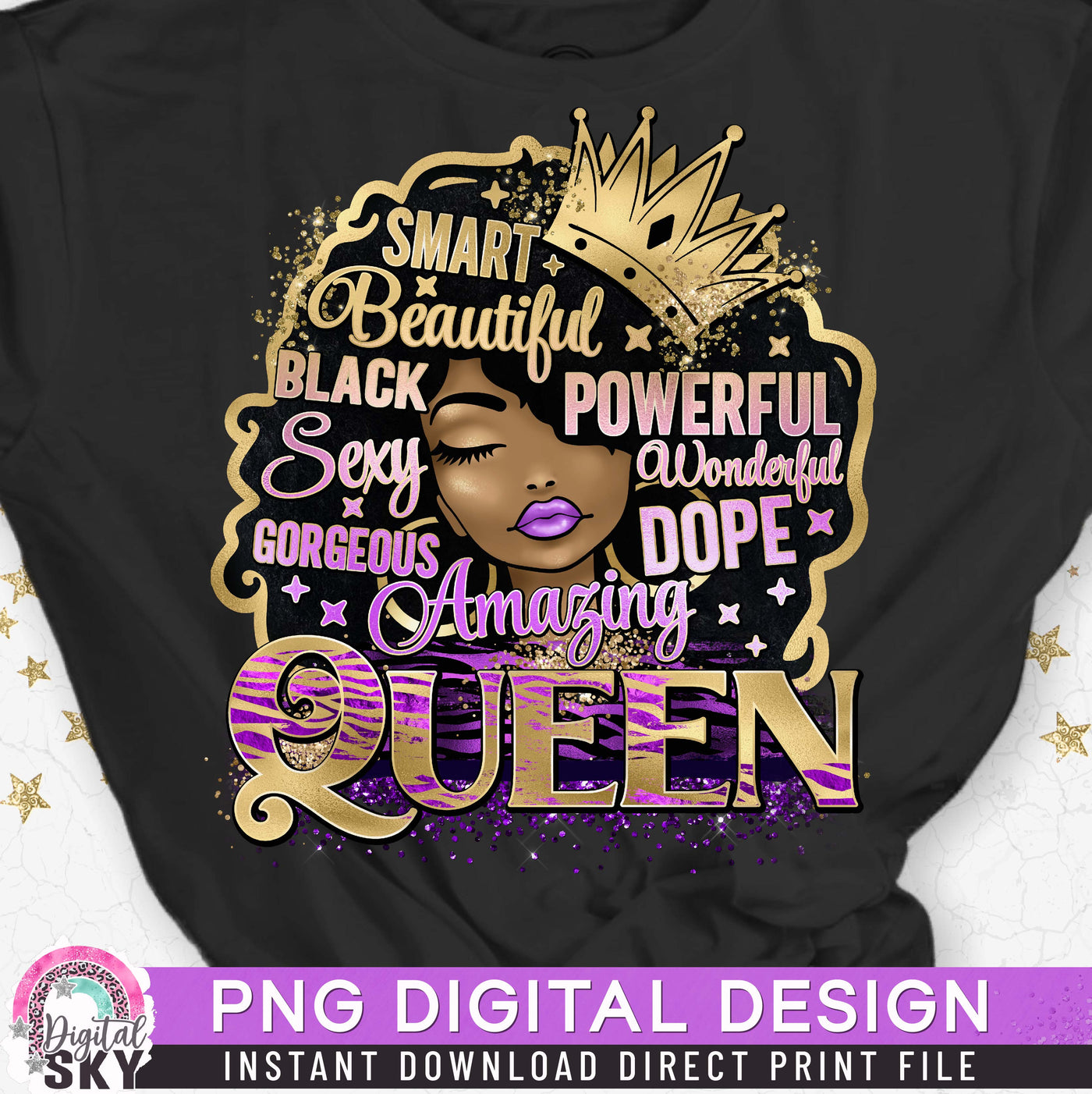 Queen Beautiful Amazing PNG Afro Hair Sublimation Print File