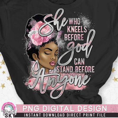 She who Kneels Before God Silver PNG File for Sublimation or Print