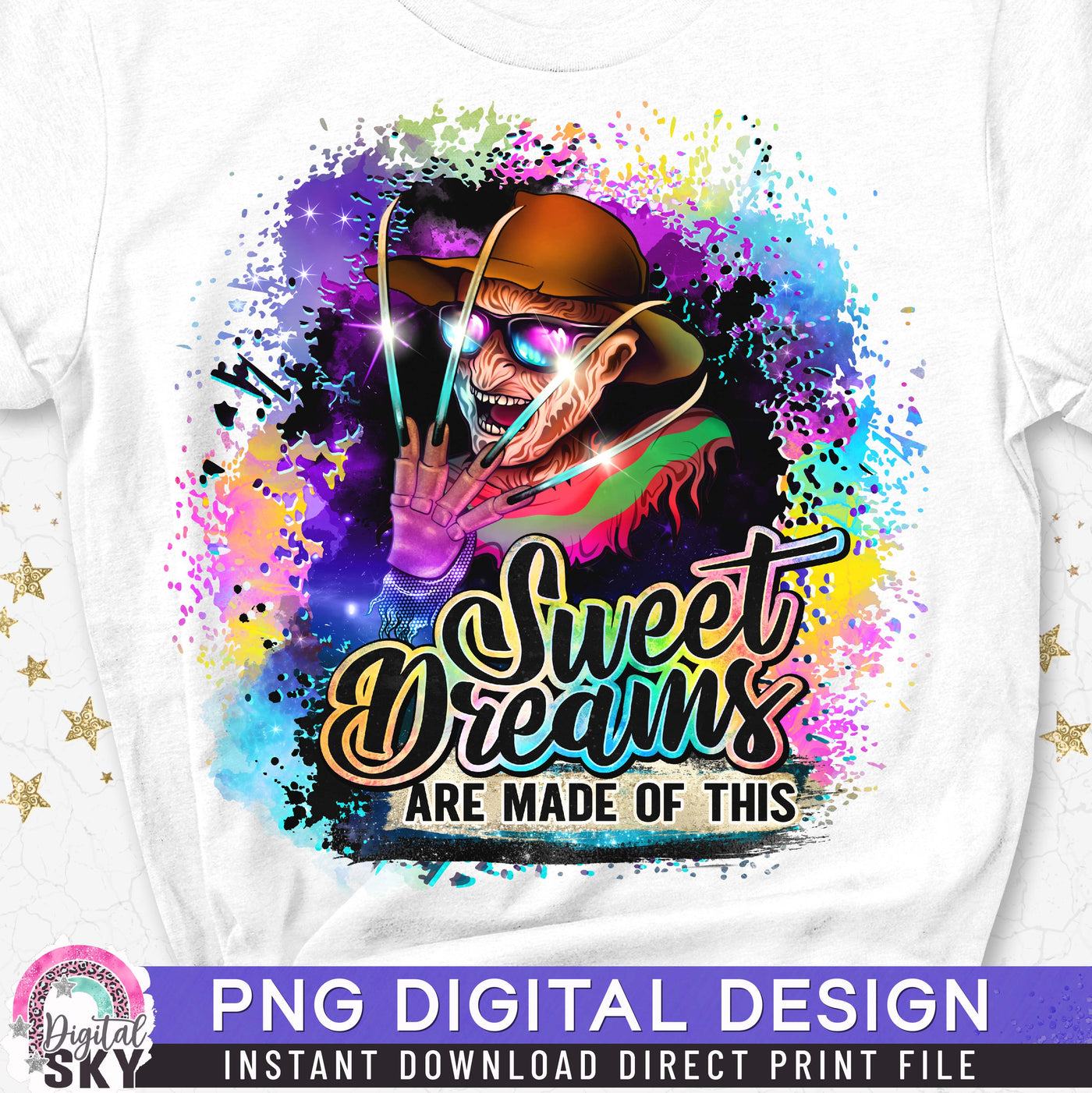 Sweet Dreams Freddy PNG Horror Halloween Sublimation Print File