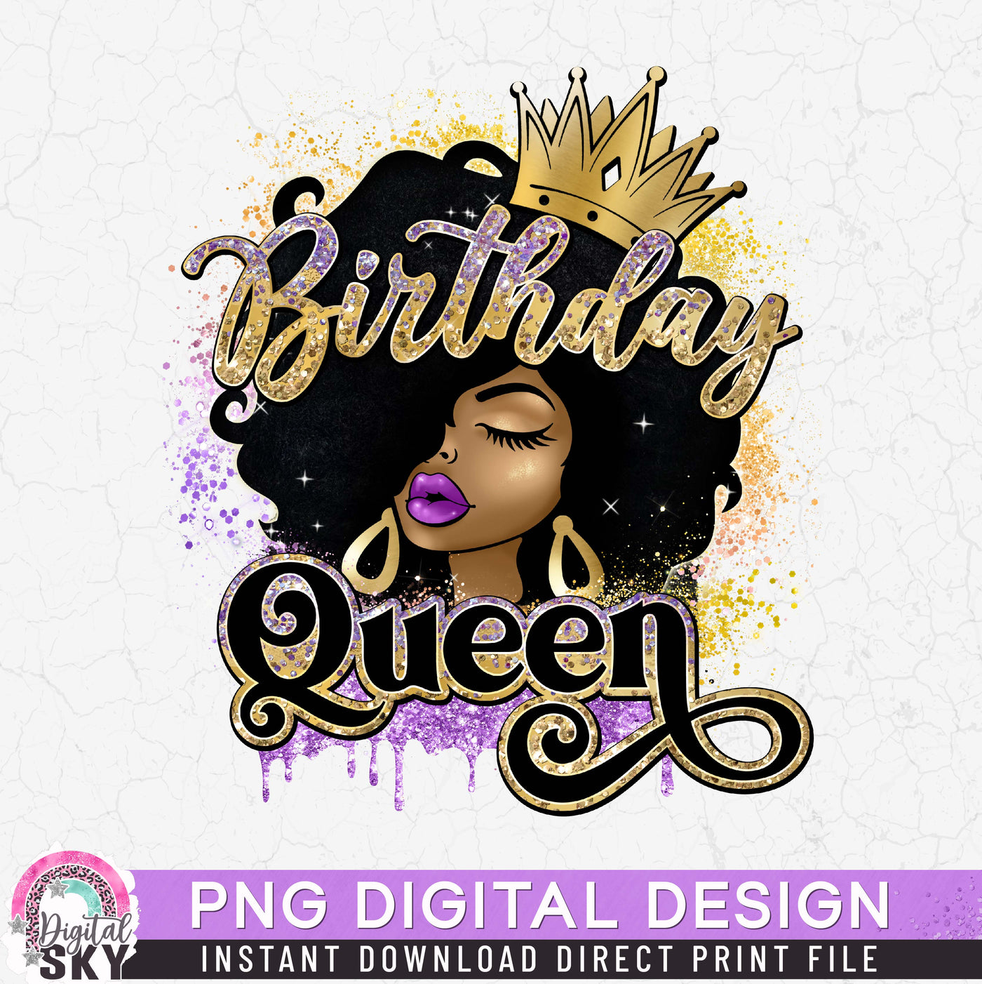 Birthday Queen Purple PNG Print File for Sublimation or Print