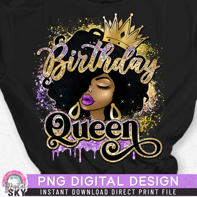 Birthday Queen Purple PNG Print File for Sublimation or Print