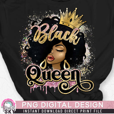 Black Queen Gold Pink PNG Print File for Sublimation or Print