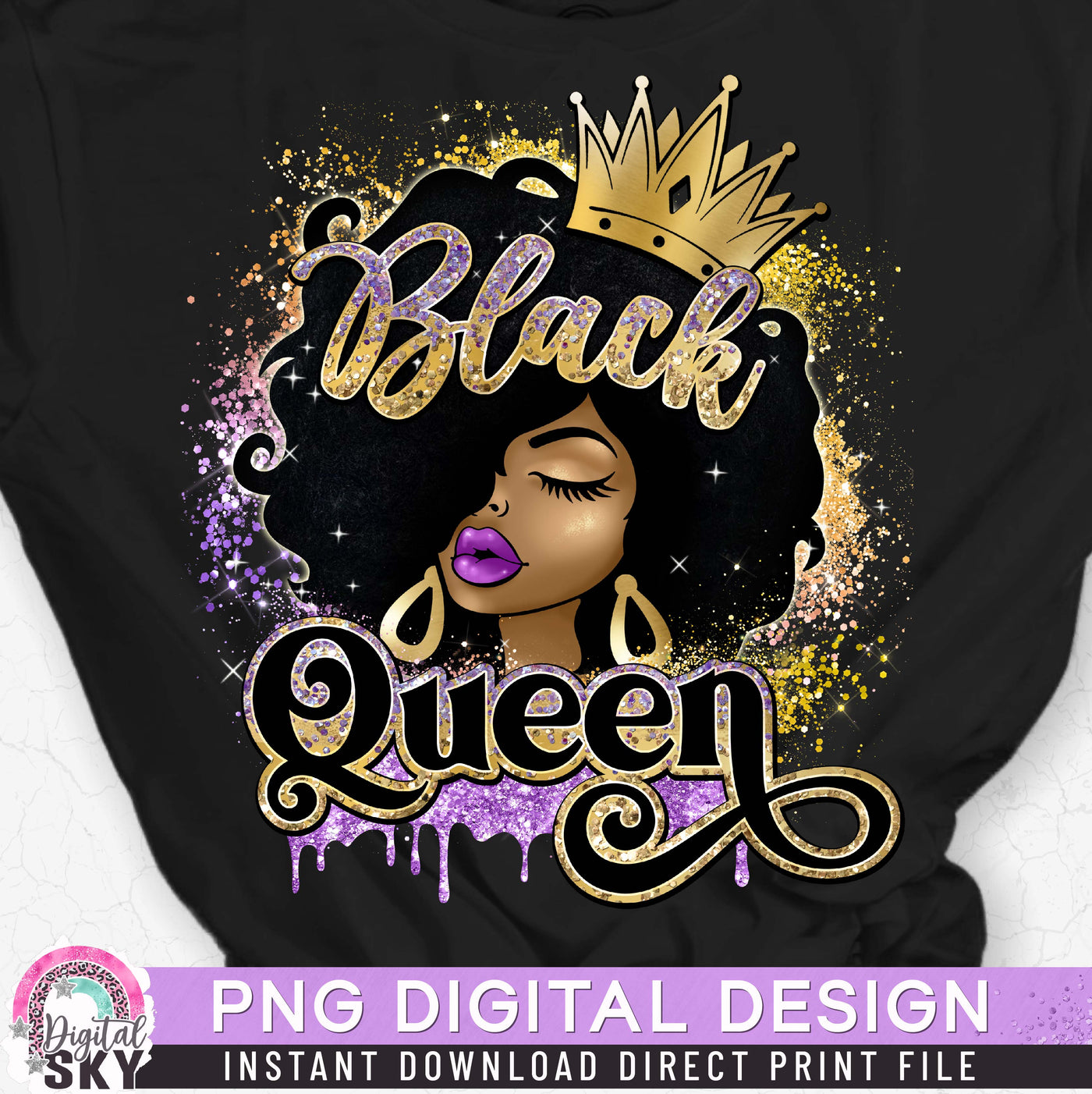 Black Queen Gold Purple PNG Print File for Sublimation or Print