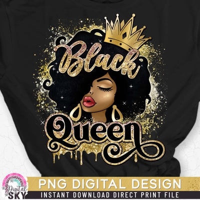 Black Queen Rose Gold PNG Print File for Sublimation or Print