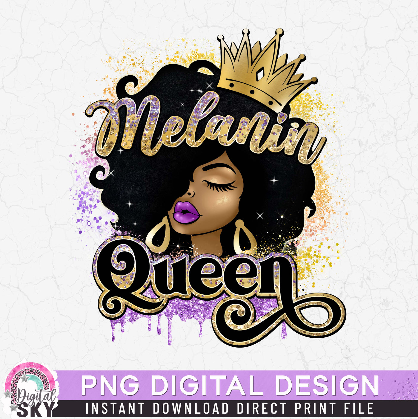 Melanin Queen Purple PNG Print File for Sublimation or Print