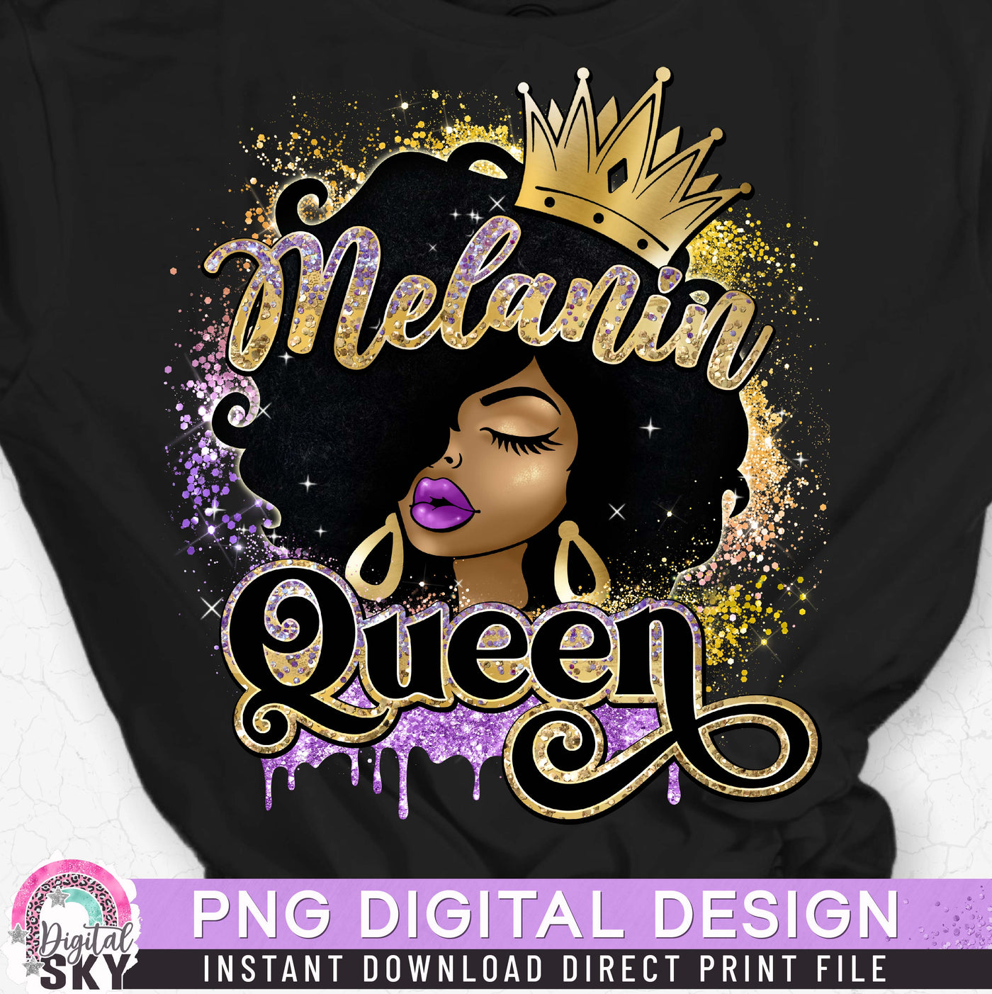 Melanin Queen Purple PNG Print File for Sublimation or Print