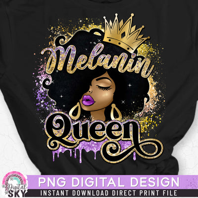 Melanin Queen Purple PNG Print File for Sublimation or Print