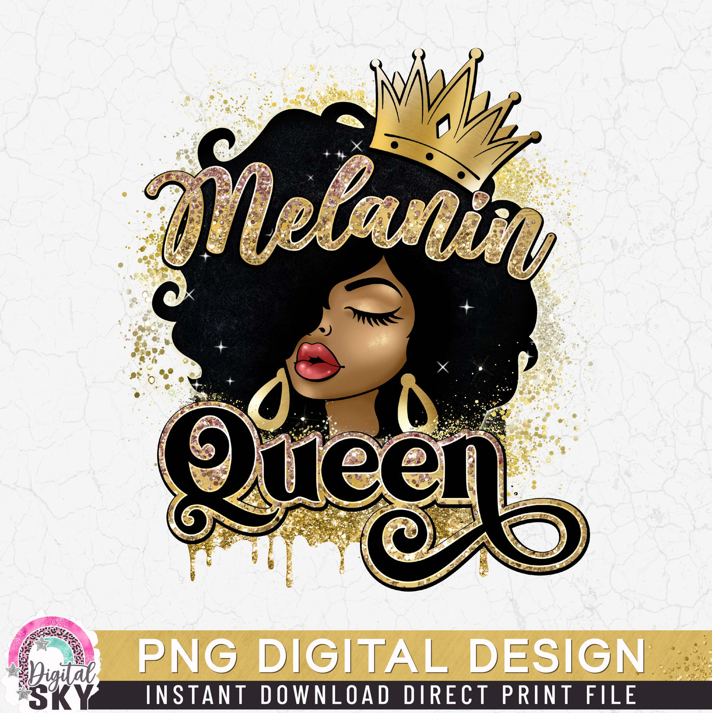 Melanin Queen Rose Gold PNG Print File for Sublimation or Print