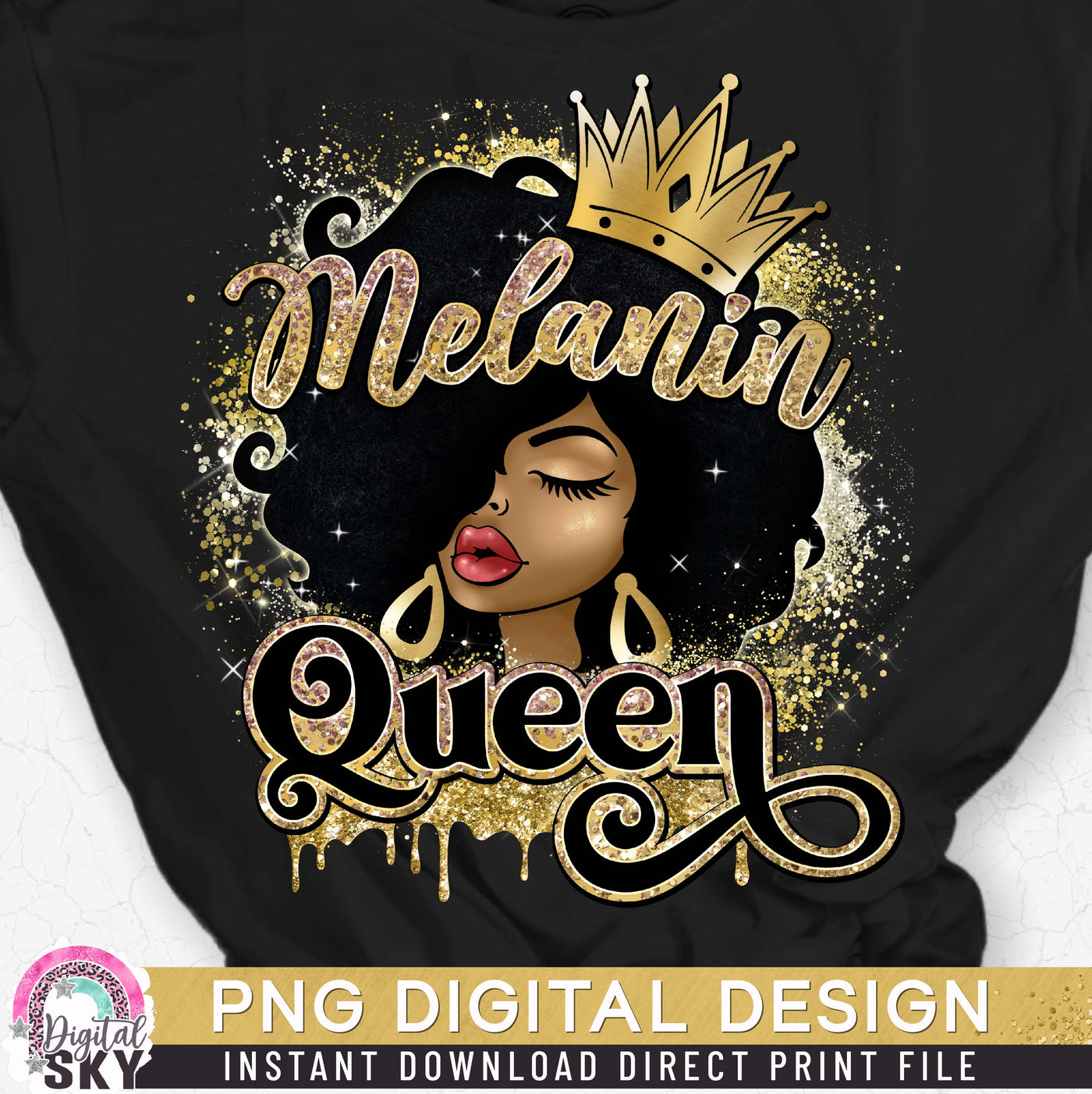 Melanin Queen Rose Gold PNG Print File for Sublimation or Print