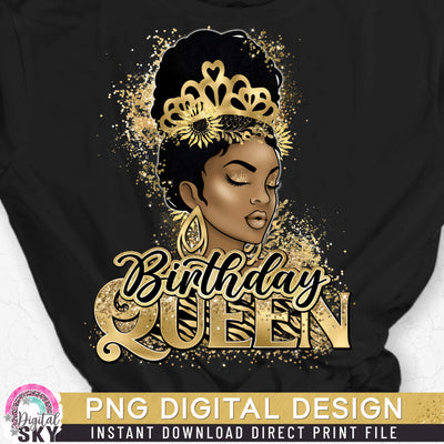 Birthday Queen Gold PNG Print File for Sublimation or Print