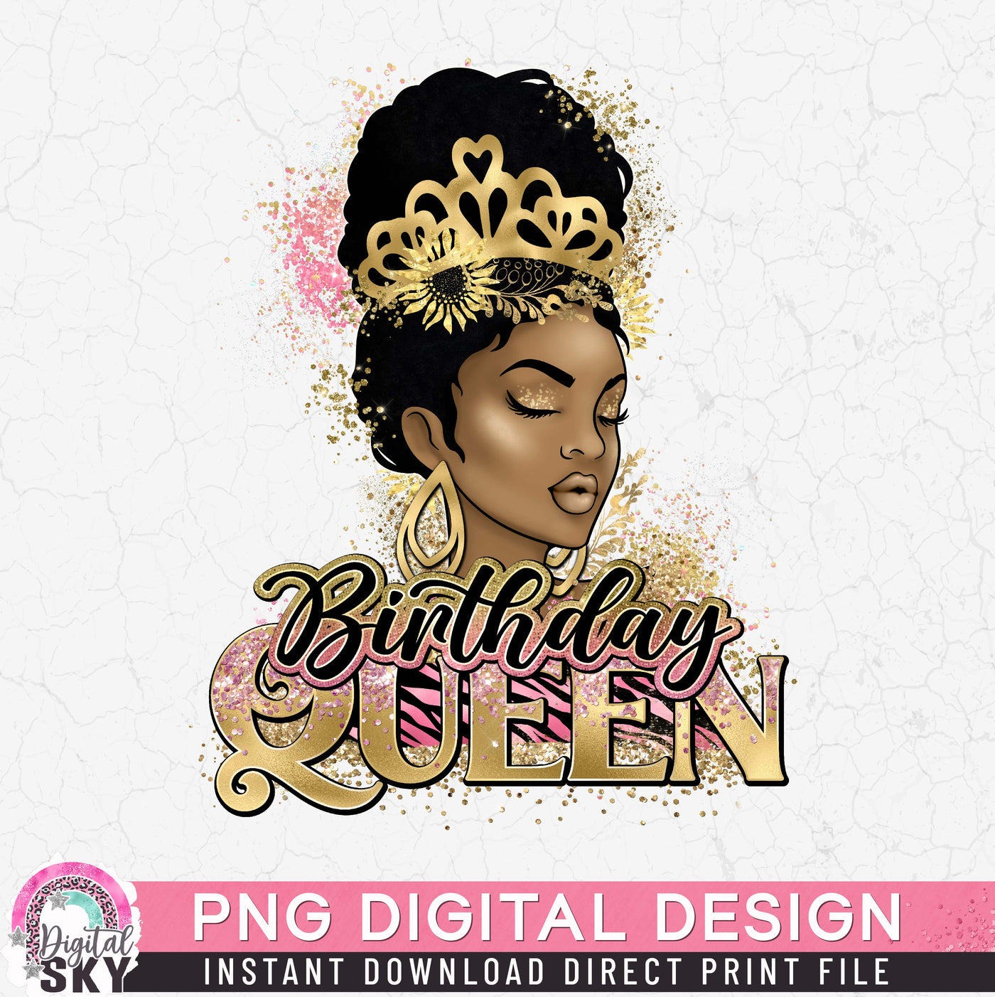 Birthday Queen Pink PNG File for Sublimation or Print