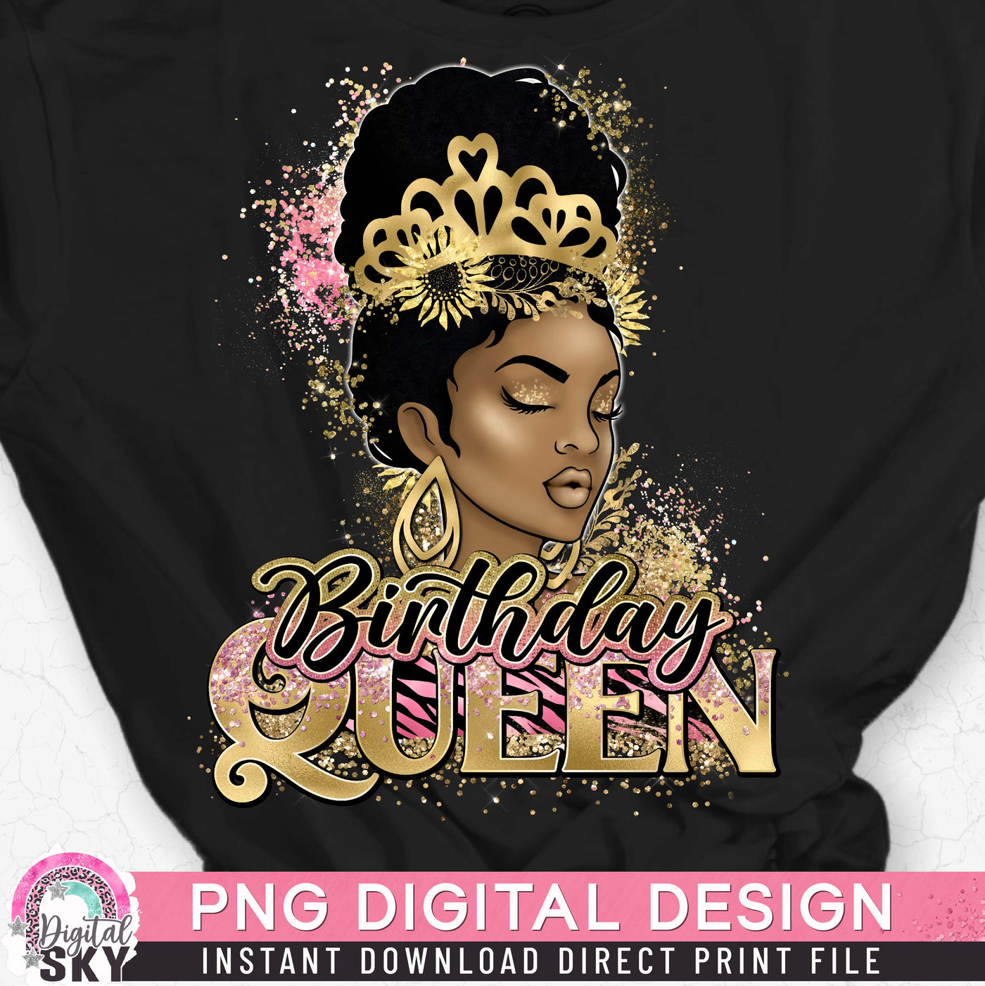 Birthday Queen Pink PNG File for Sublimation or Print