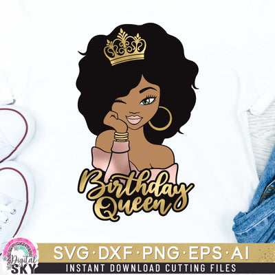 Birthday Queen Afro Hair SVG DXF PNG EPS Cutting Files