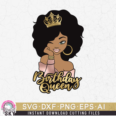 Birthday Queen Afro Hair SVG DXF PNG EPS Cutting Files