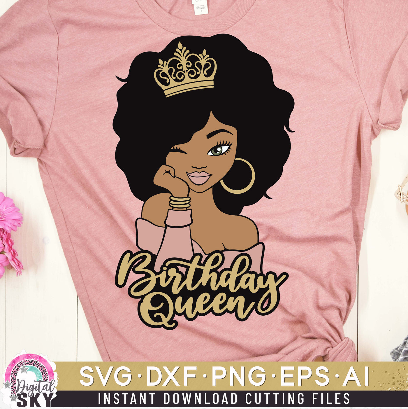 Birthday Queen Afro Hair SVG DXF PNG EPS Cutting Files