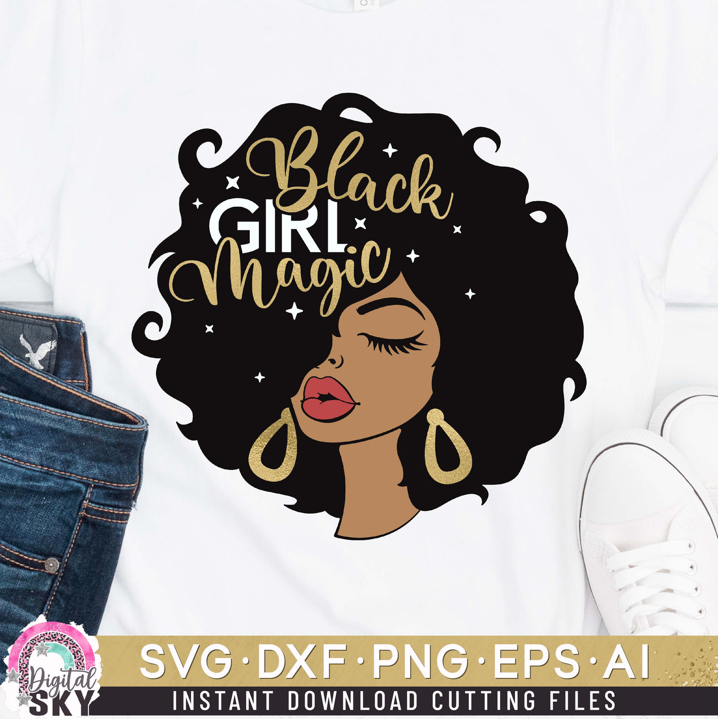 Black Girl Magic Afro Hair SVG DXF PNG EPS Cutting Files