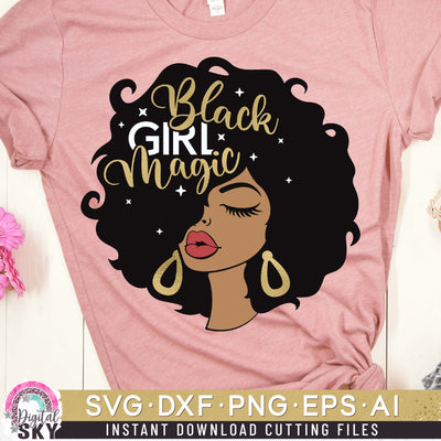 Black Girl Magic Afro Hair SVG DXF PNG EPS Cutting Files