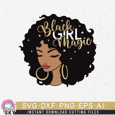 Black Girl Magic Afro Hair SVG DXF PNG EPS Cutting Files