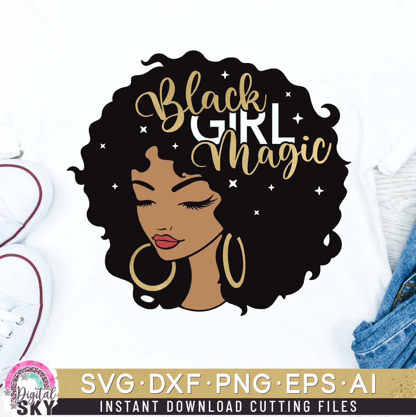 Black Girl Magic Afro Hair SVG DXF PNG EPS Cutting Files