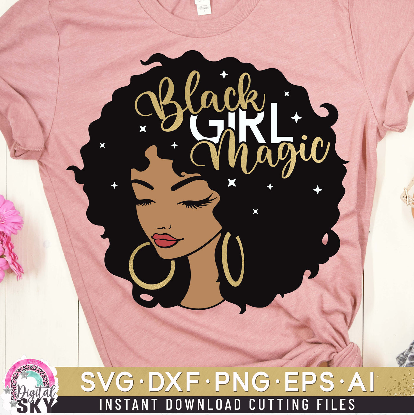 Black Girl Magic Afro Hair SVG DXF PNG EPS Cutting Files