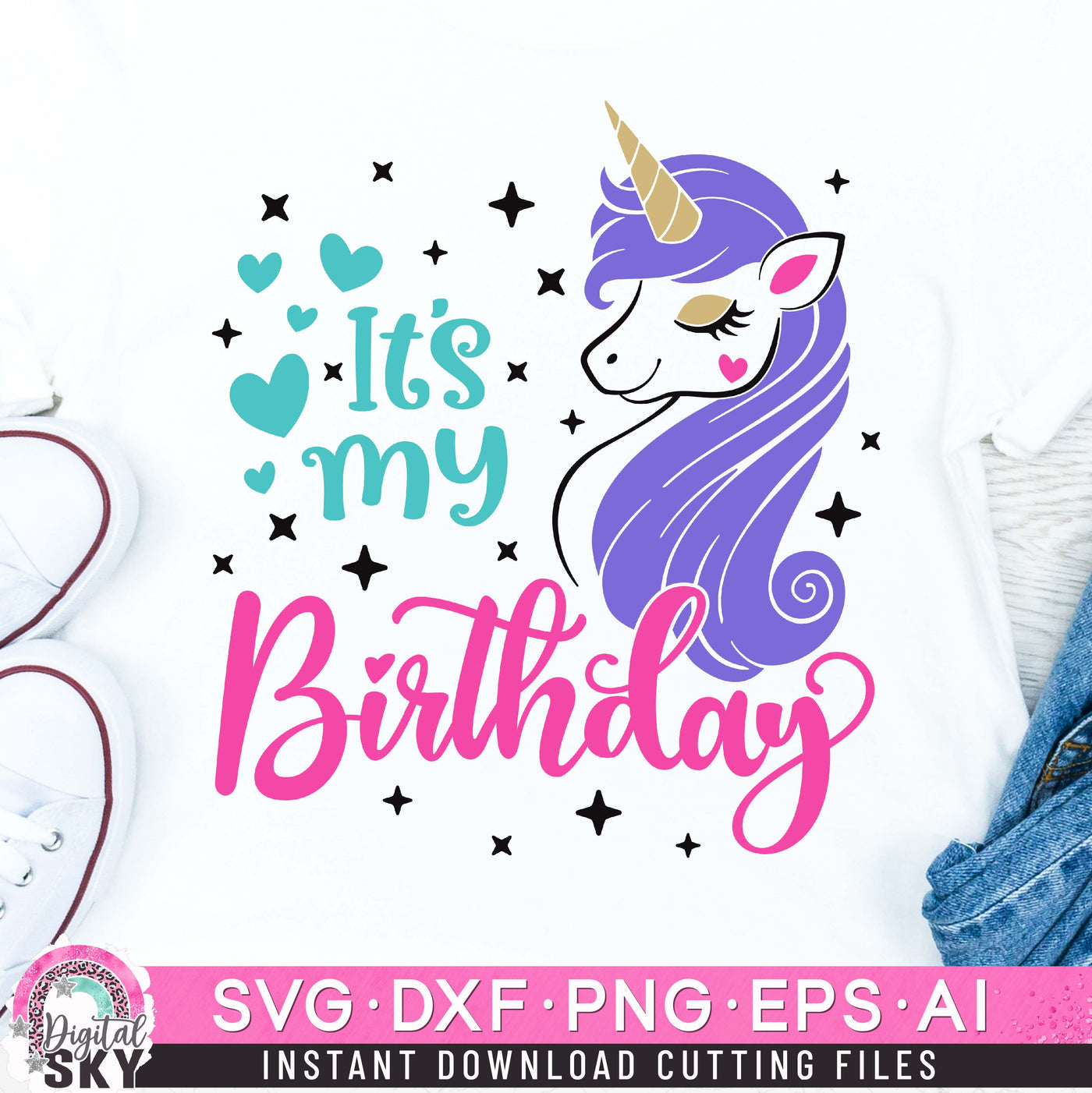 Its my Birthday Unicorn SVG DXF PNG EPS Cutting Files