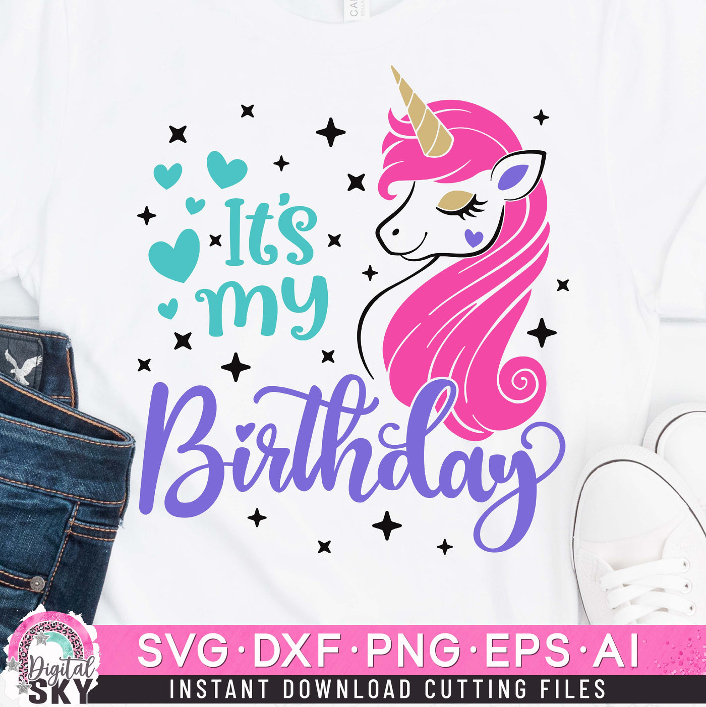 Its my Birthday Unicorn SVG DXF PNG EPS Cutting Files