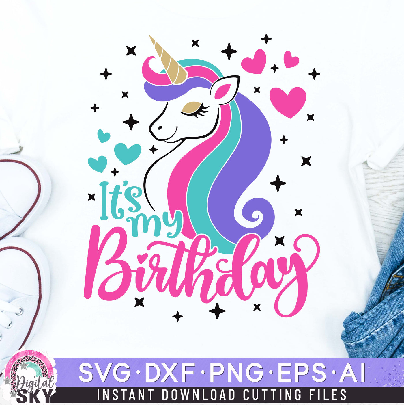 Its my Birthday Unicorn SVG DXF PNG EPS Cutting Files