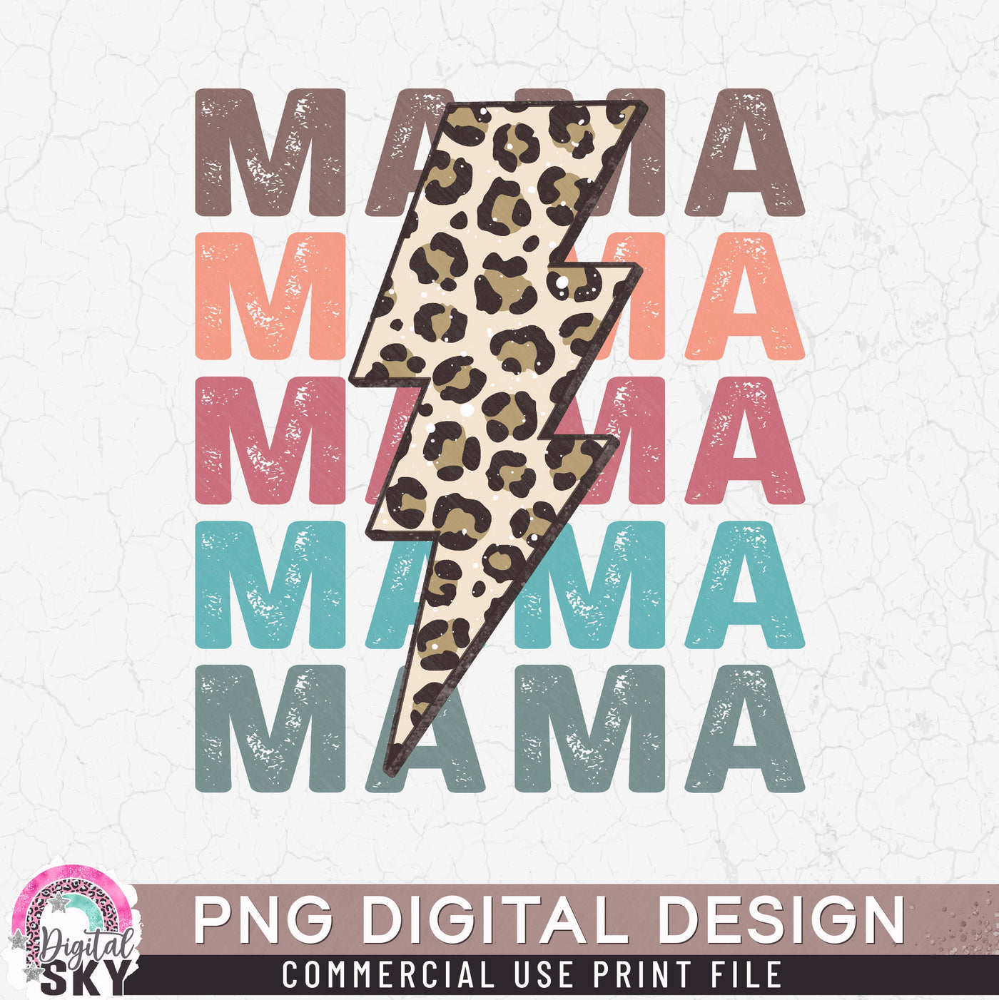 Mama Lightning Strike Leopard PNG Print File for Sublimation or Print