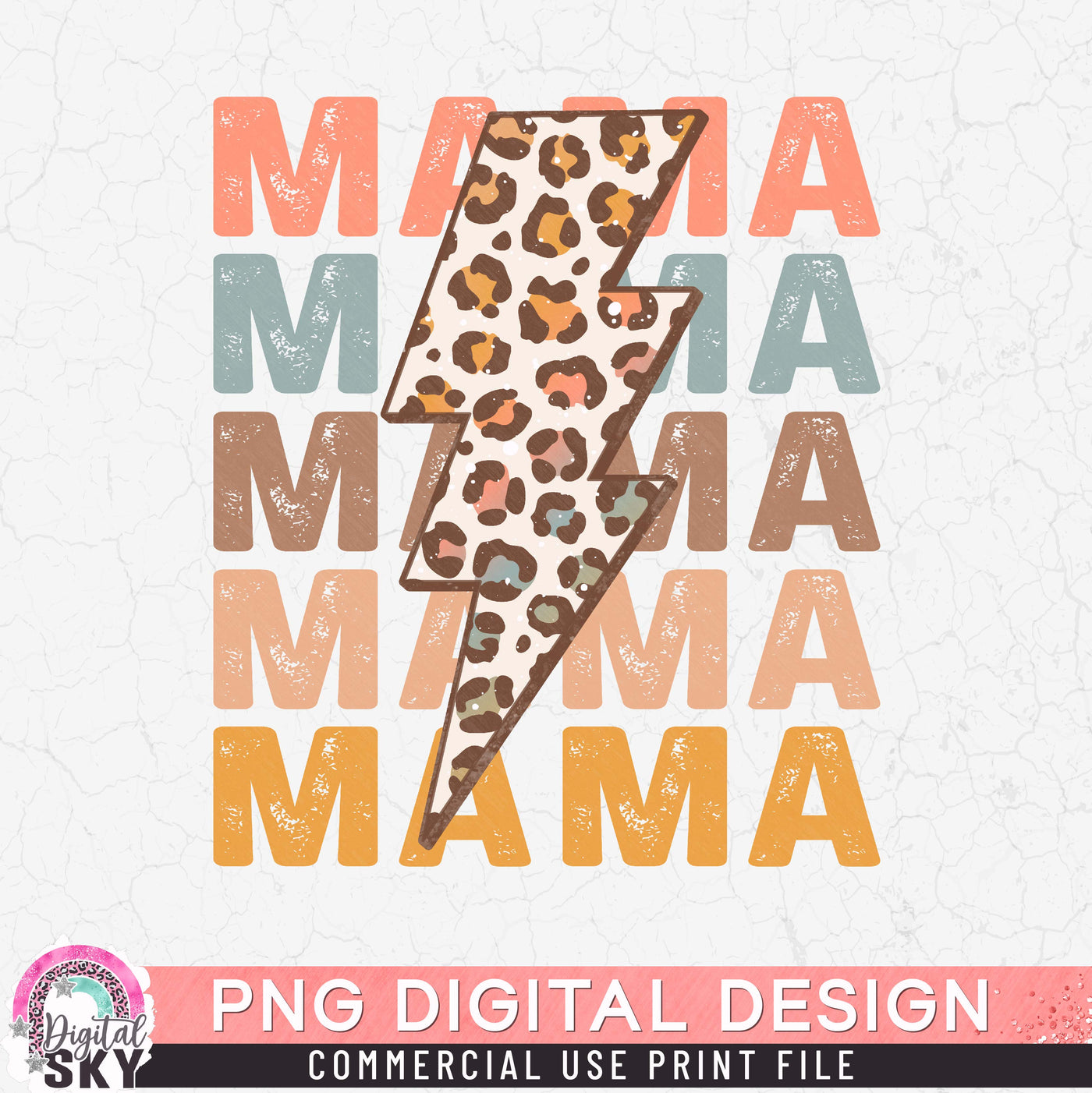 Mama Lightning Strike Leopard PNG Print File for Sublimation or Print