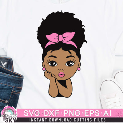 Little Afro Puff Girl Bandana SVG DXF PNG EPS Cutting Files