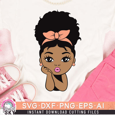 Little Afro Puff Girl Bandana SVG DXF PNG EPS Cutting Files