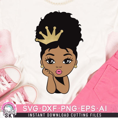 Little Afro Puff Princess Crown SVG DXF PNG EPS Cutting Files