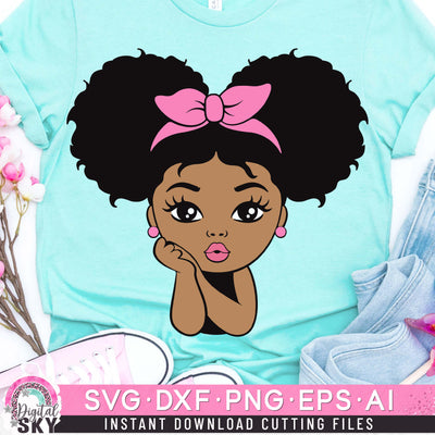 Little Afro Puff Girl Bandana SVG DXF PNG EPS Cutting Files