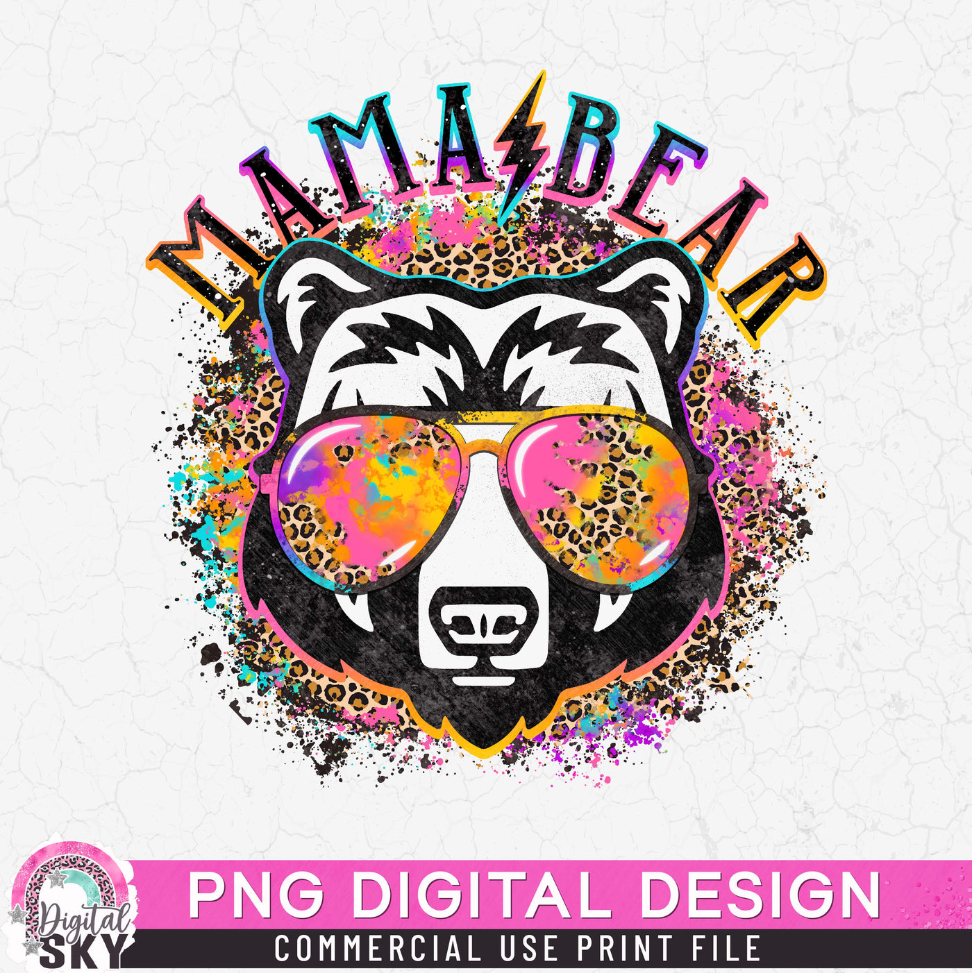 Mama Bear Sunglasses Tie Dye PNG Print File for Sublimation or Print
