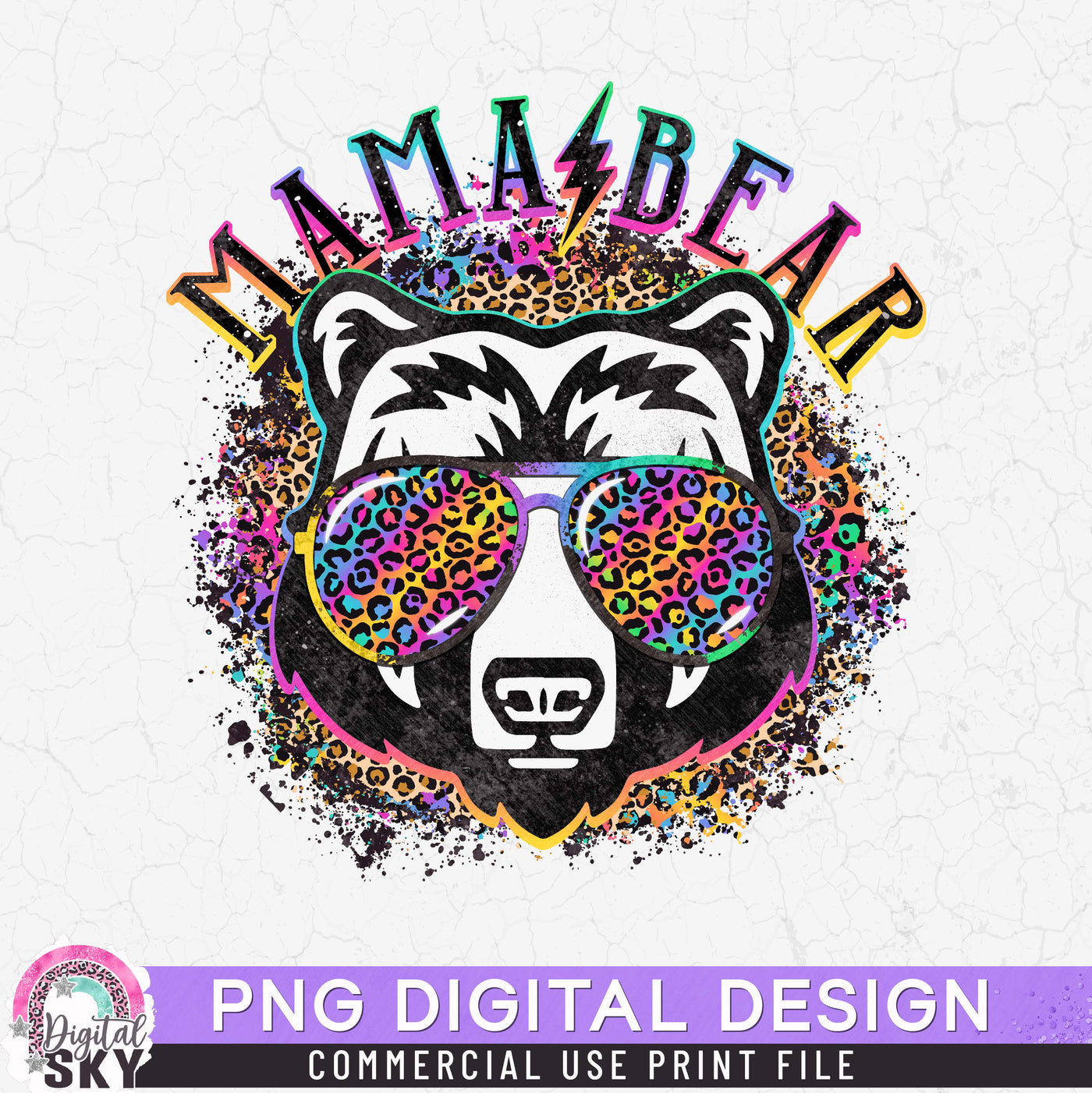 Mama Bear Sunglasses Colorful PNG Print File for Sublimation or Print