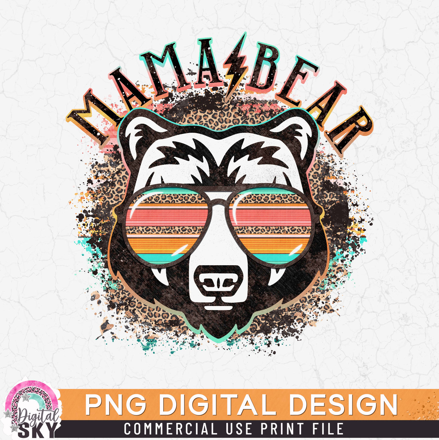 Mama Bear Sunglasses Patterns PNG Print File for Sublimation or Print