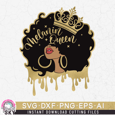 Melanin Queen Afro Hair SVG DXF PNG EPS Cutting Files