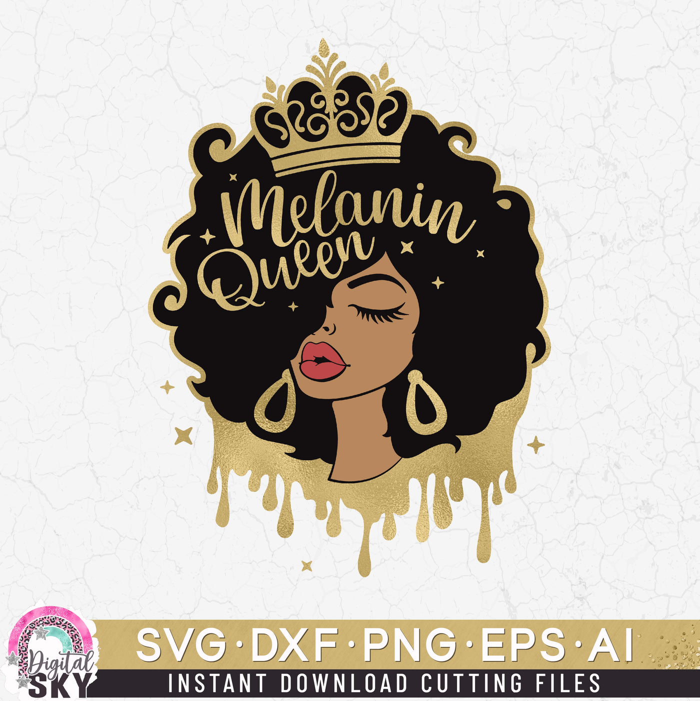 Melanin Queen Afro Hair SVG DXF PNG EPS Cutting Files