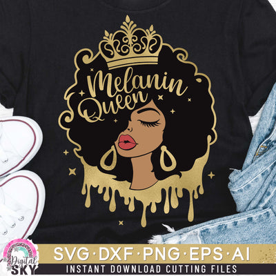 Melanin Queen Afro Hair SVG DXF PNG EPS Cutting Files